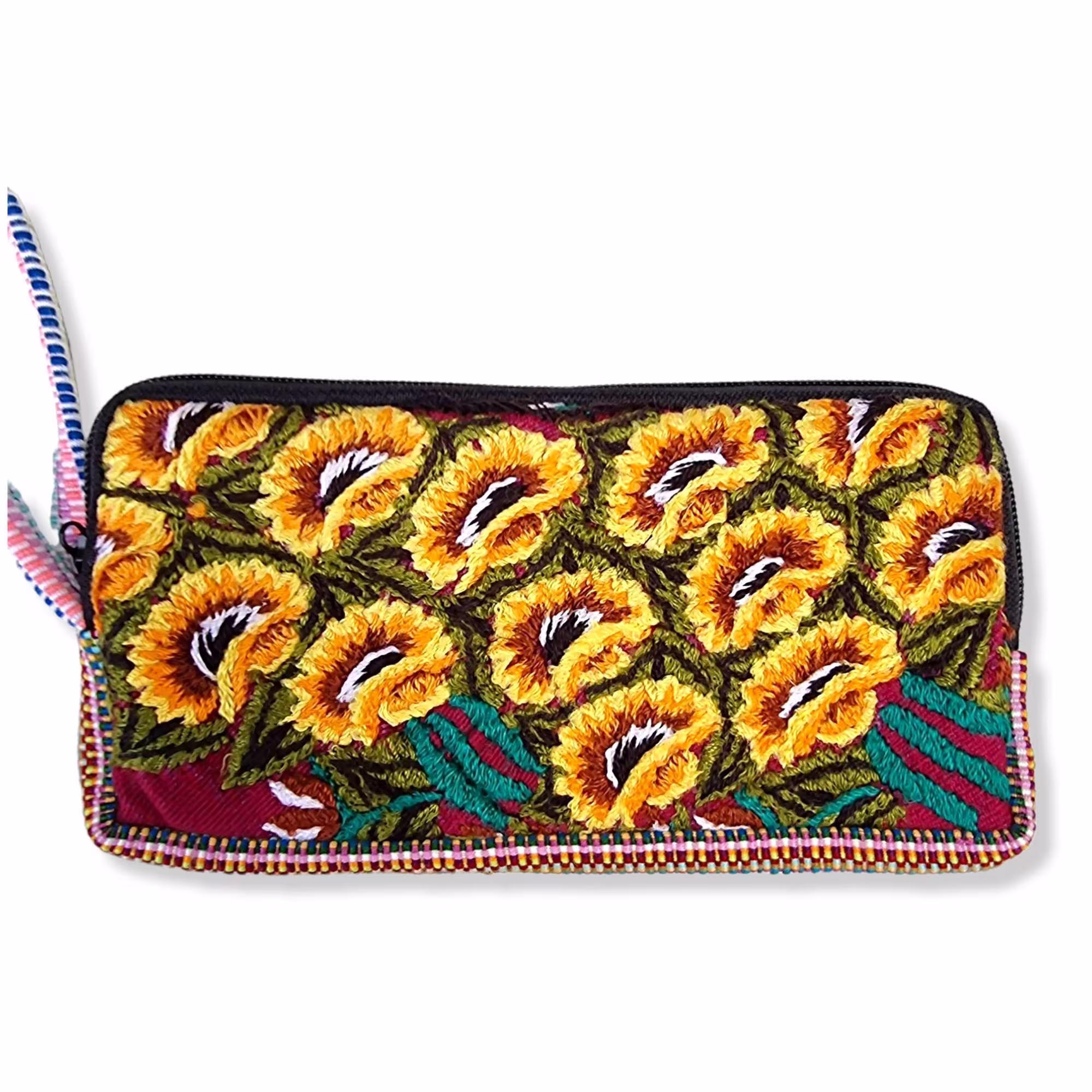 Embroidered Eyeglasses Case Or Phone Holder, Floral Wristlet Purse, Ethnic, Clutch, Yellow Colour Boho Bag, Hippie Purse
