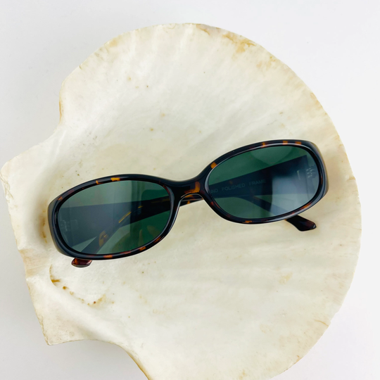 Authentic Vintage 90S Slim Tortoise Shell Rectangle Sunglasses