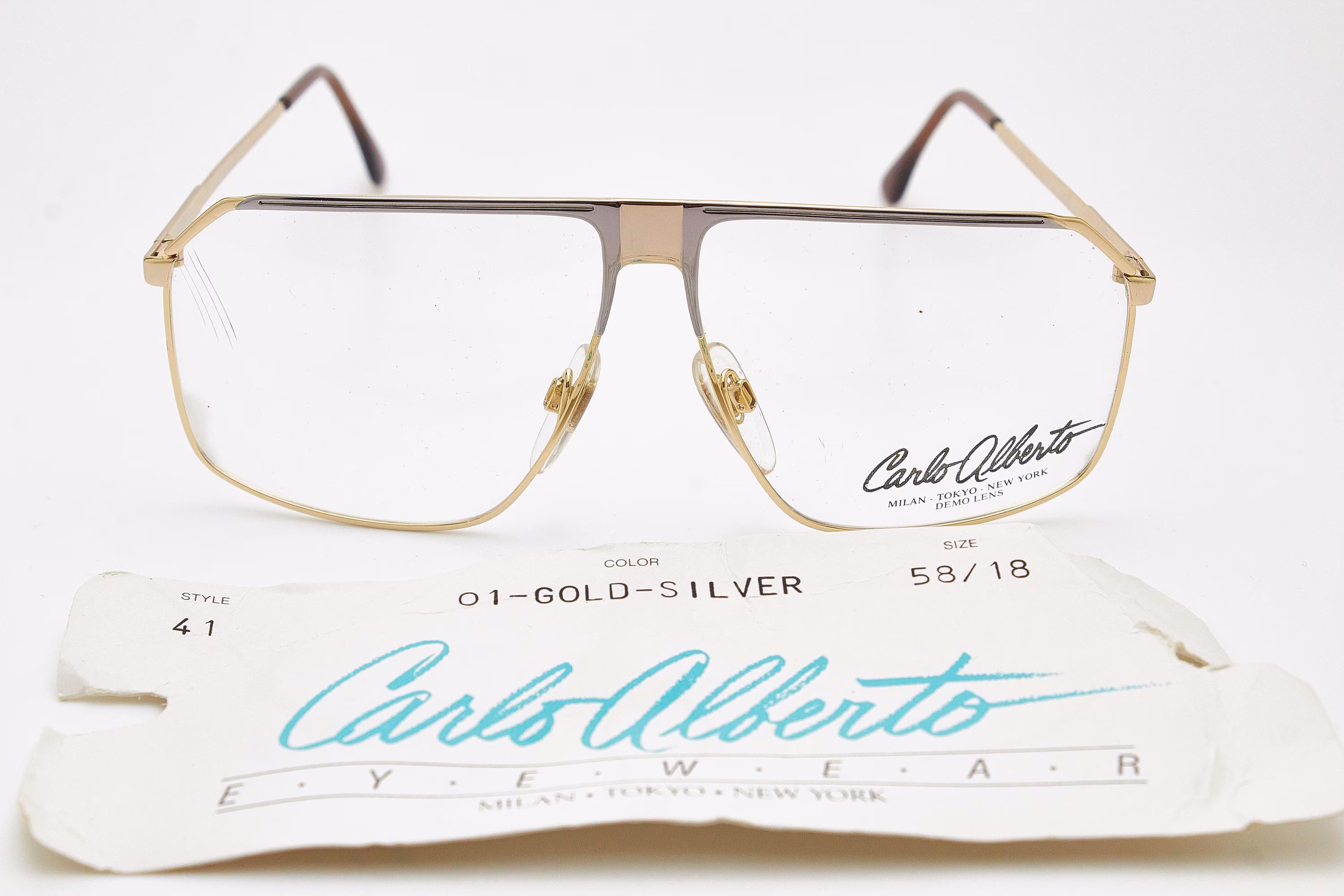 Vintage Man Glasses Carlo Alberto Gold-Silver 01 Handmade Man's Square Metal Frame Eyewear Designer Fashion Sunglasses