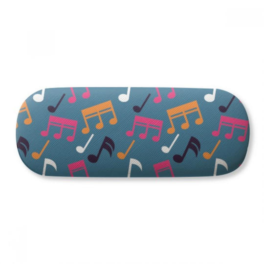 Colourful Music Notes Blue Glasses Case Eyeglasses Hard Shell Storage Spectacle Box