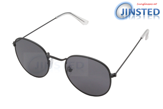 Black Round Sunglasses With Circle Frame Uv400 Protection Aci006