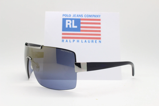 Ralph Lauren Y2K Vintage Sunglasses. Dramatic Dark Mirror Oversized Mono Lens Visor Aviator. Polo Mask Shield. 2000S