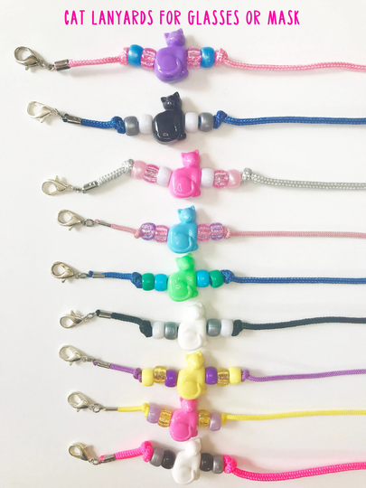 Cat Eye Glasses Holder Sunglasses Chain Lanyard Doubles As Face Mask Eyewear Beads Adults & Kids Eyeglass Cats