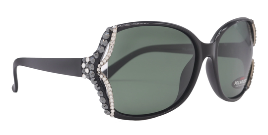 Tori, | Bling Polarized Women Sunglasses W | Clear, Hematite Genuine European Crystals 1.1mm Lenses 100% Uva Uvb Ny Fifth Avenue
