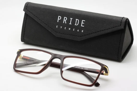 Rectangular Hand Made Designer Italian Glasses By Pride Eyewear in A Warm Brown Finish Model 509
