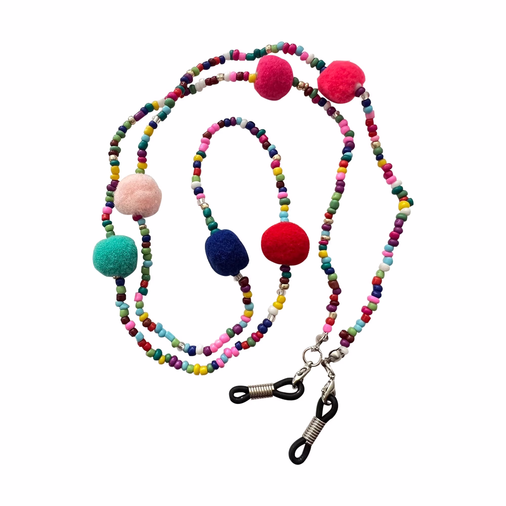 Funky Multicoloured Beaded & Pom Glasses Sunglasses Chain