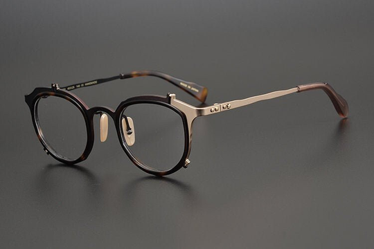 Black Bronze Gold Geometric Eyeglasses; Blue Light Blocking Reading Prescription Glasses; Gift For Him & Her