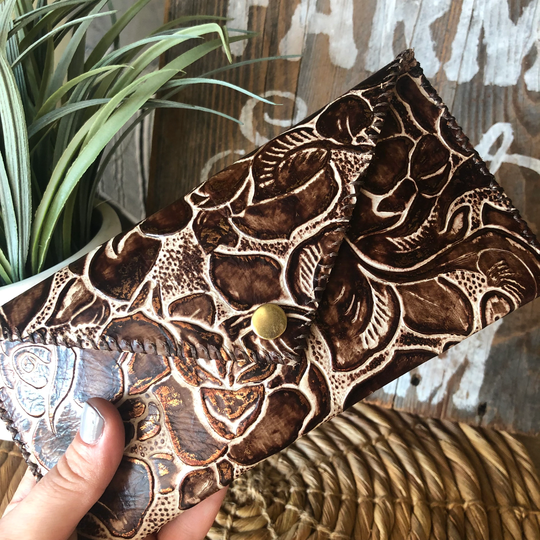 Handstitched Embossed Leather Sunglasses Case