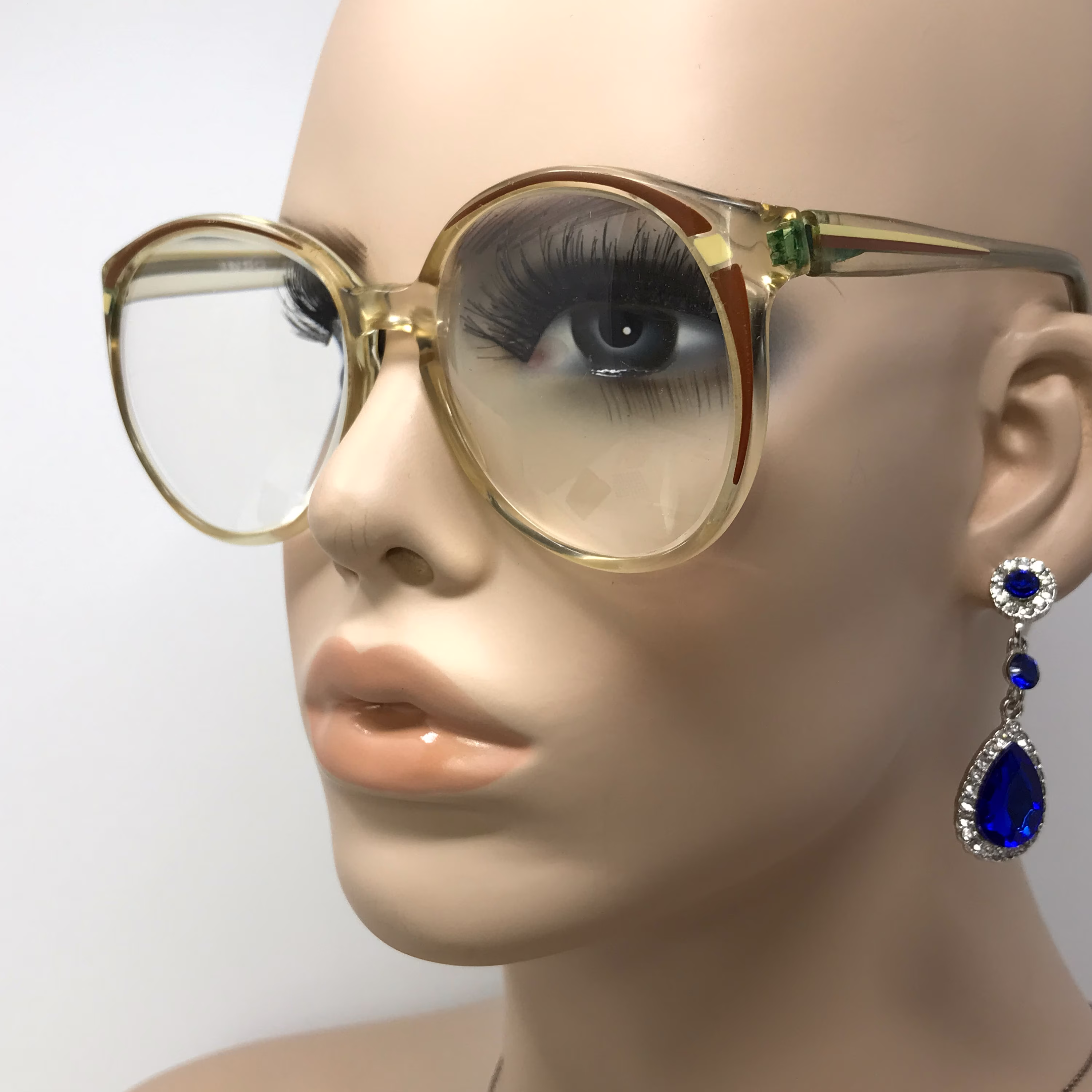 Vintage Indo Rodas Eyeglasses Glasses Frame Clear Brown Round Used Eyeglass Frames Retro