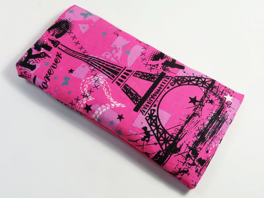 Paris Pink Sunglasses Case, Eyeglasses Fabric Bags, Snap Button Pink Design Case