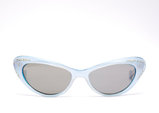 1950's Women's Baby Blue Cateye Sunglasses/Made in France Glass Lenses Midcentury Rockabilly Rare Collectable Retro #2411