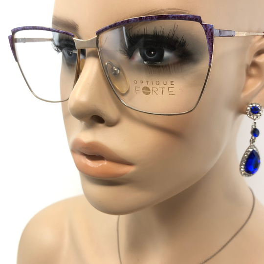 Vintage Square Eyeglasses Optique Forte Lm011 Glasses Frame Purple Used Eyeglass Frames Retro