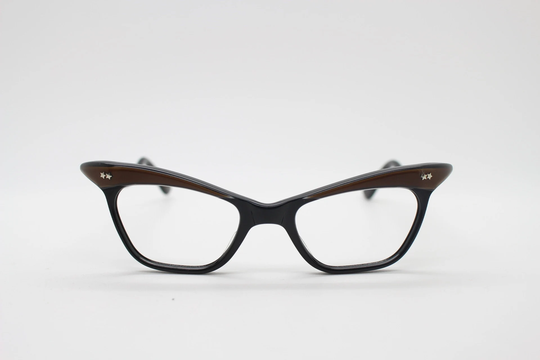 50S Vintage Cat Eye Glasses Made in France By Aurora. Layered Acetate Optical Frames With Undulating Arms. Prescription Eyeglasses