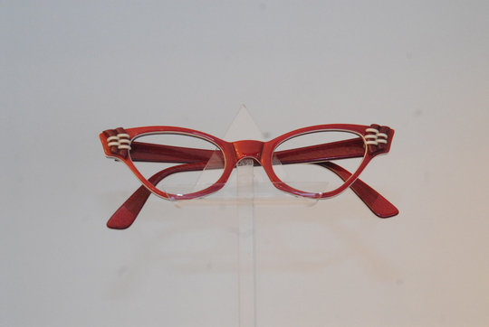 American Optical Vintage Sunglasses, Palm-Springs Style With Butterfly Look; Red Patterned Item, Designed By Optical Made in Usa
