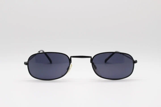 90's Vintage Micro Sunglasses. Black Minimal Rectangular 60S Psychedelic Mod Style. Club Kids Rave Essentials. Unused Nos