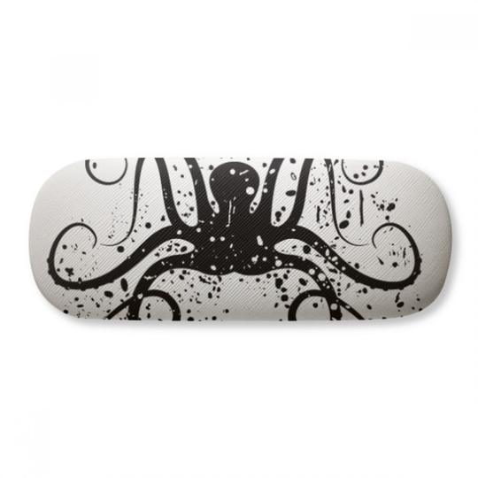 Black Octopus Marine Life Illustration Glasses Case Eyeglasses Hard Shell Storage Spectacle Box