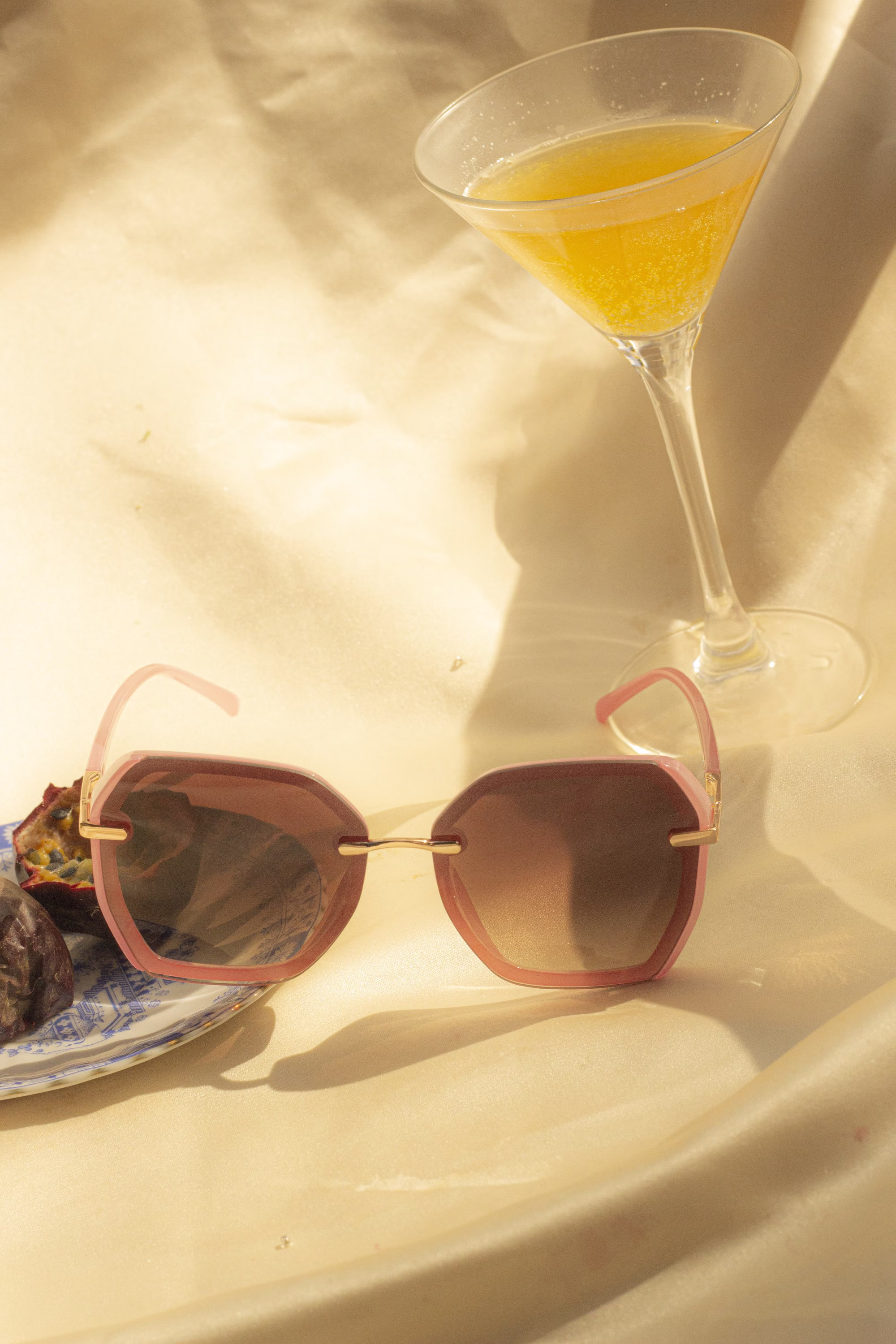 Pink Hexagonal Front Lens Sunglasses
