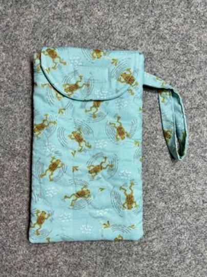 Swimming Frogs Quilted Cell Phone Cozy Or Eyeglass Pouch