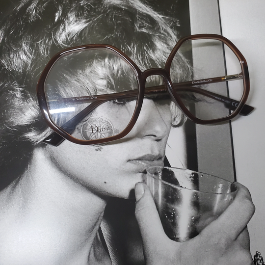 Dior Ladies Brown Octagon Eyeglasses Frames Sostellaireo5 010A 55