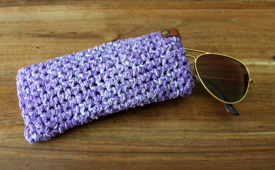 Crocheted Sunglasses Sleeve, Crochet Eye Glasses Holder, Soft Case, Boho Hygge Style, Purple & White, Unisex Handmade Gift