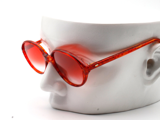 Red Acetate, Oval Flat, Vintage Sunglasses, Man & Women, 1980's Fashion Glasses, Red Lenses, New Old Stock, Never Used