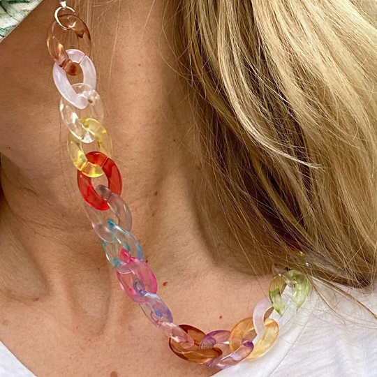 Rainbow Candy Acrylic Glasses Chain, Face Mask Chain, Lanyard, Frame Face Holder, Sunglasses Chain | No Mask