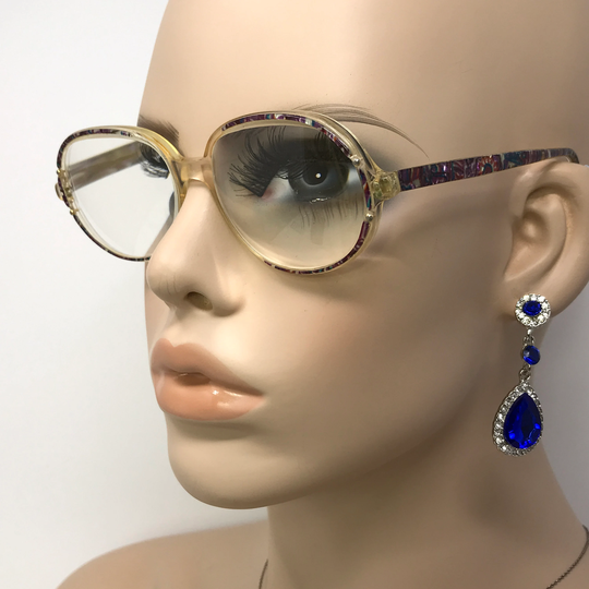 Vintage Thalia Eyeglasses Glasses Frame Clear Purple Oval Used Eyeglass Frames Retro