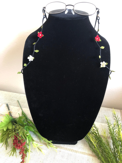 Handmade Flower Glasses Chain - Handcrafted Strong Eyeglasses Cord Strap Gift For Her Women Holder