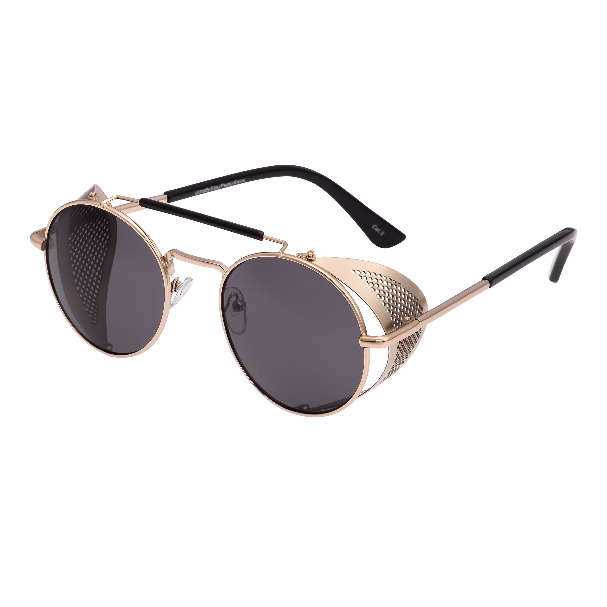 Gold With Black Lenses Steampunk Deep Blinder Sunglasses Retro Women Mens Round Goggles Glasses Uv400