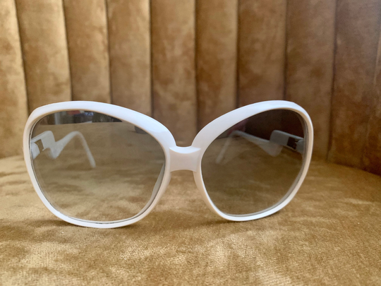 Vintage 70's Solban White Mirrored Lens Sunglasses