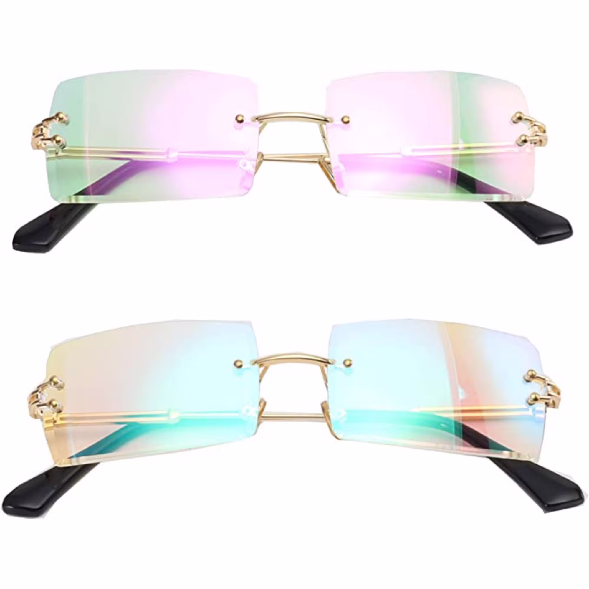Unisex Rimless High Fashion Mirror Sunglasses