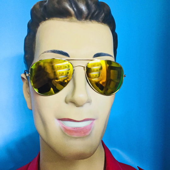 Unisex Aviator Sunglasses. Golden Amber Two Tone Mirror Uv Lenses. Gold Metal Frames. Retro 1970S Easy Rider Styling Vintage Fashion Eyewear
