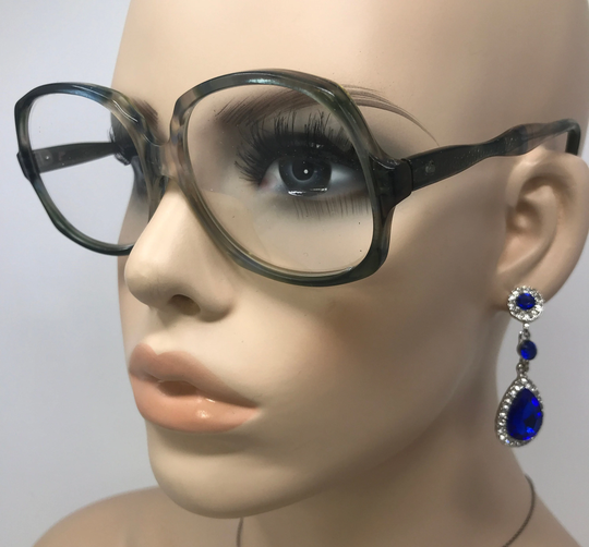 Vintage Ladies Eyeglasses Glasses Frame Green Square Horn Rimmed Used Eyeglass Frames Retro
