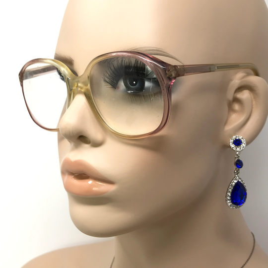 Vintage Ladies Eyeglasses Glasses Frame Clear Purple Square Used Eyeglass Frames Retro