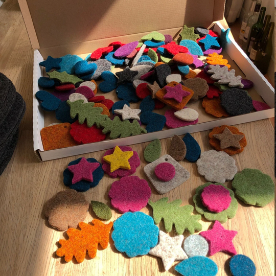 100 Felt Shapes in Thick Wool