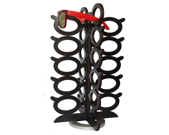 20 Ct Wood Rotating Sunglasses Rack - Oversize Glasses