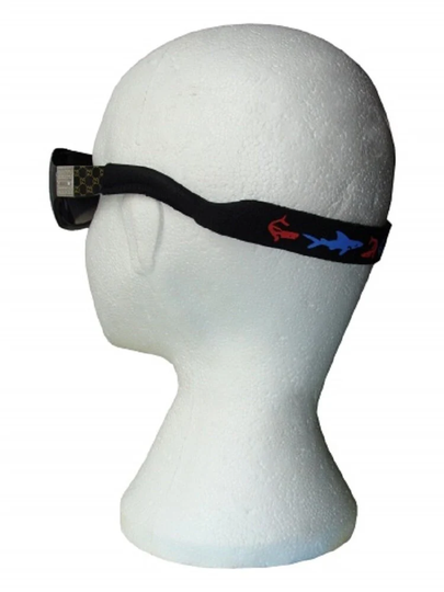 Adult Black Patterned Neoprene Sharks Sunglasses/Glasses/Spectacles Head Band Strap Cord Sport