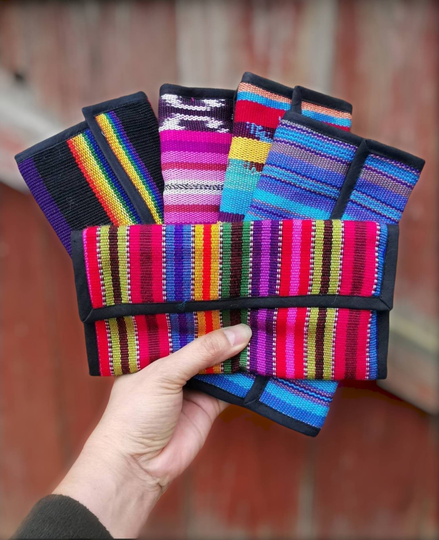 Guatemalan Striped Purse, Rectangular Shaped, Velcro Closure Multi Compartment Storage, Colour Shoulder Hippie Purse
