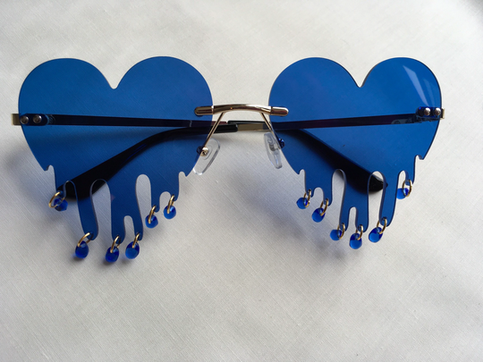 Blue Dripping Heart Sunglasses