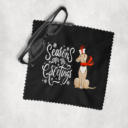 Christmas Seasons Greetings Dog - Microfiber Lens Cleaning Cloth For Eyeglasses, Cameras, Smartphones & All Screens