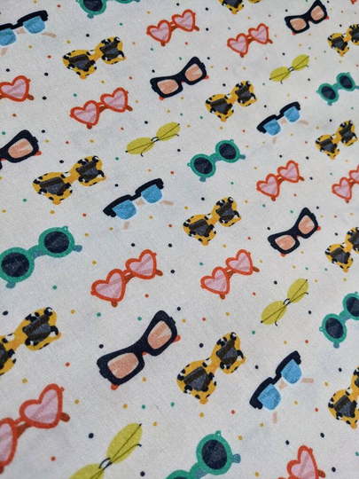 Little Johnny Sunglasses 100% Cotton Fabric By The Metre, Half Metre & Fat Quarter