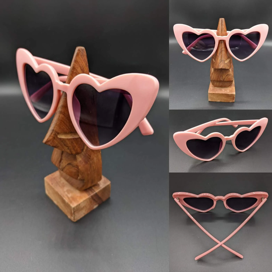 Pink Matt Heart Shaped Black Tinted Cat Eye Sunglasses Retro Rockabilly Hen Party Uv400