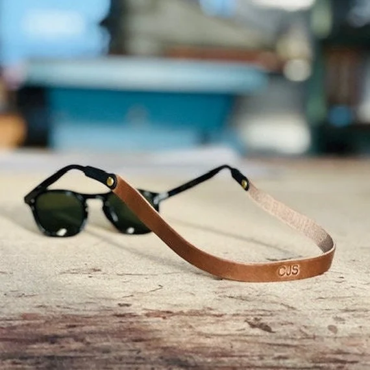 Monogrammed Waxed Leather Sunglass Strap | Classic Style
