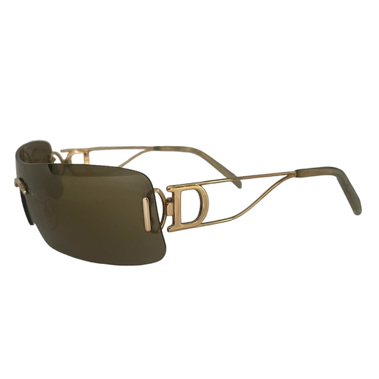 Dior Sunglasses - Authentic Rimless Shield in Khaki Y2K 2000S Genuine Vintage