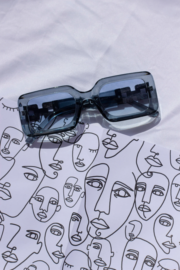 Blue Monogram Sided Rectangle Narrow Sunglasses