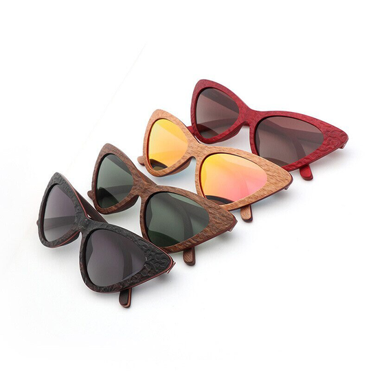 Handmade Wood Cat Eye Sunglasses Women Retro Polarized Sun Glasses For Men 2020 Brand Shade Wooden Frame With Case High Quality