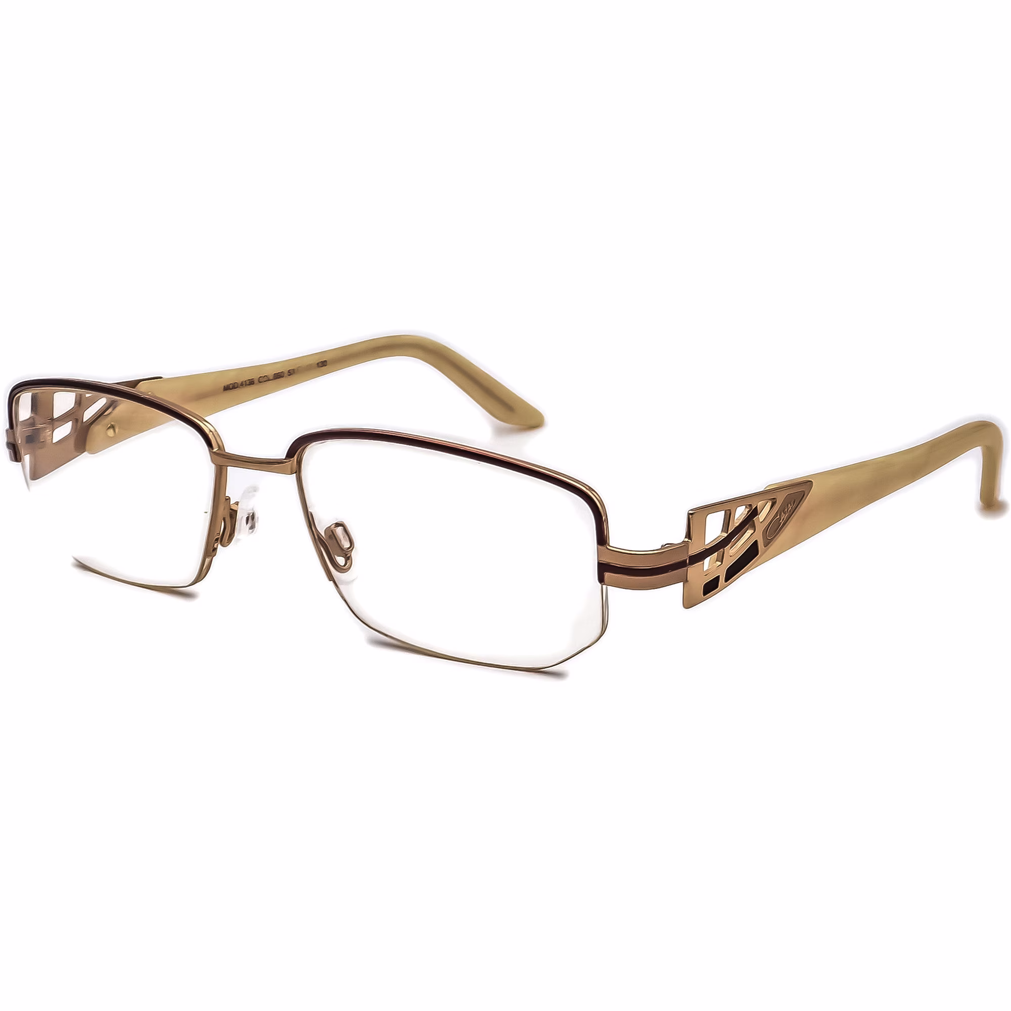 Cazal Eyeglasses Mod.4136 Col.860 Gold/Beige Half Rim Frame Germany 53[]17 130