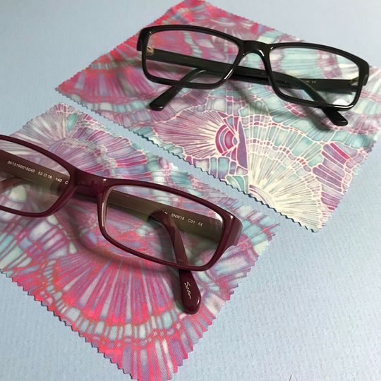 Shells Glasses Cleaning Cloth - Pale Blue, Pink & Lilac Screen For Computer, Tablet Or Phone, Camera Lens