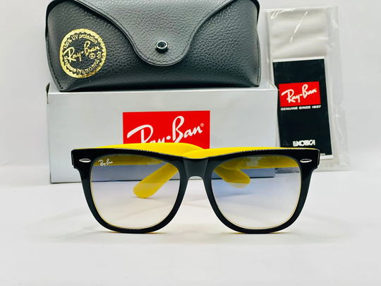 Ray-Ban Black Yellow Sunglasses Rb2140 Original Wayfarer Vintage Eyewear, Gift For Her, Christmas