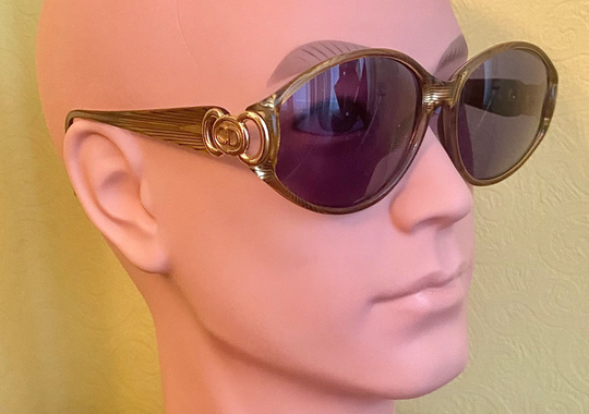 1980S-90S Christian Dior Unisex Sunglasses Gold Plastic Frame Trim Detail Excellent Vintage Condition